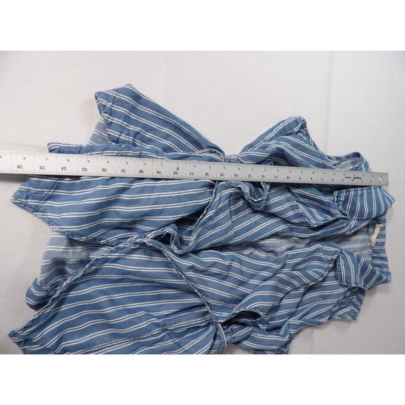 Altar'd State Medium Top Vest Blue White Vertical Stripe Tie Cinch Old Money - Picture 13 of 16